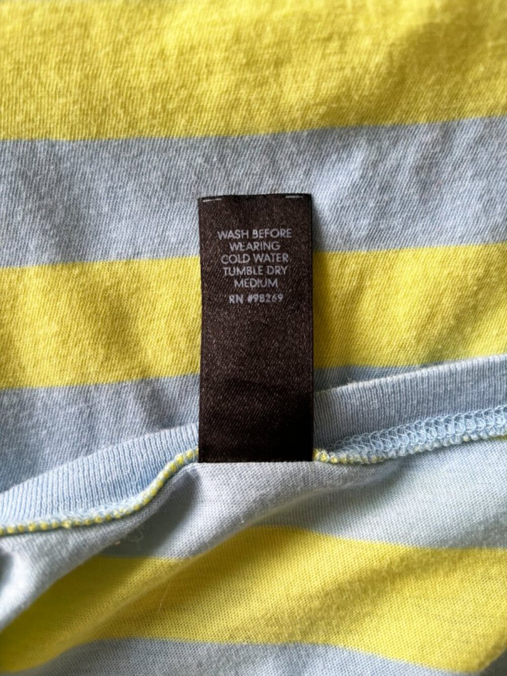 Kids T Shirt by Alternative Vintage Soft - Blue Yellow Stripe Size Kids Large - Picture 5 of 5